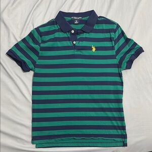 Polo by Ralph Lauren Men's Green and Blue Striped Shirt